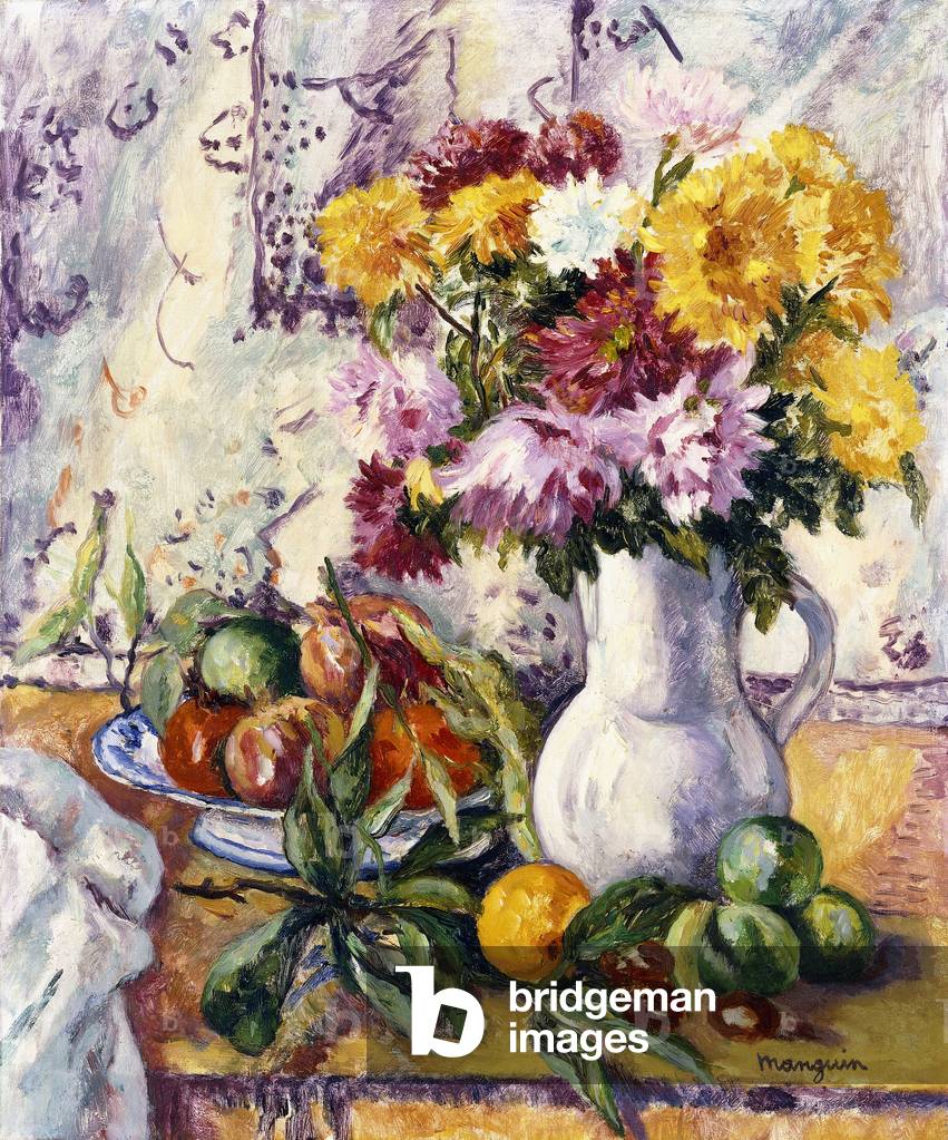 Chrysanthemen und Frucht, 1939 (öl auf leinwand)