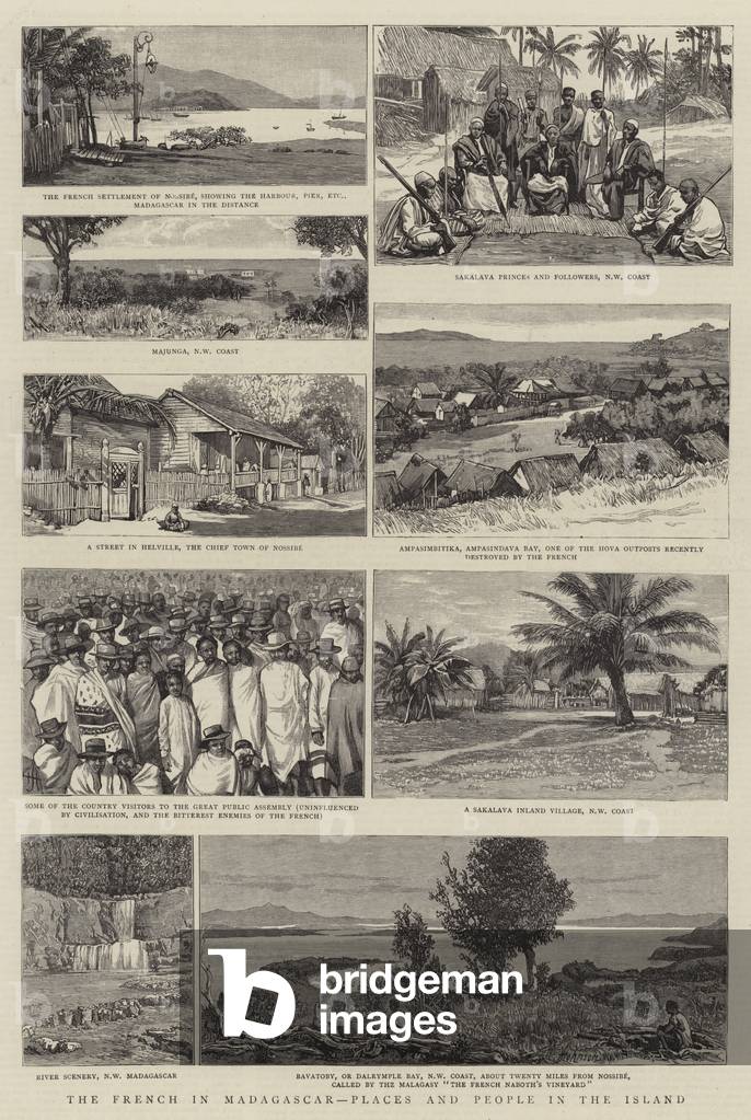 Die Franzosen in Madagaskar, Orte und Menschen auf der Insel (Gravur)
