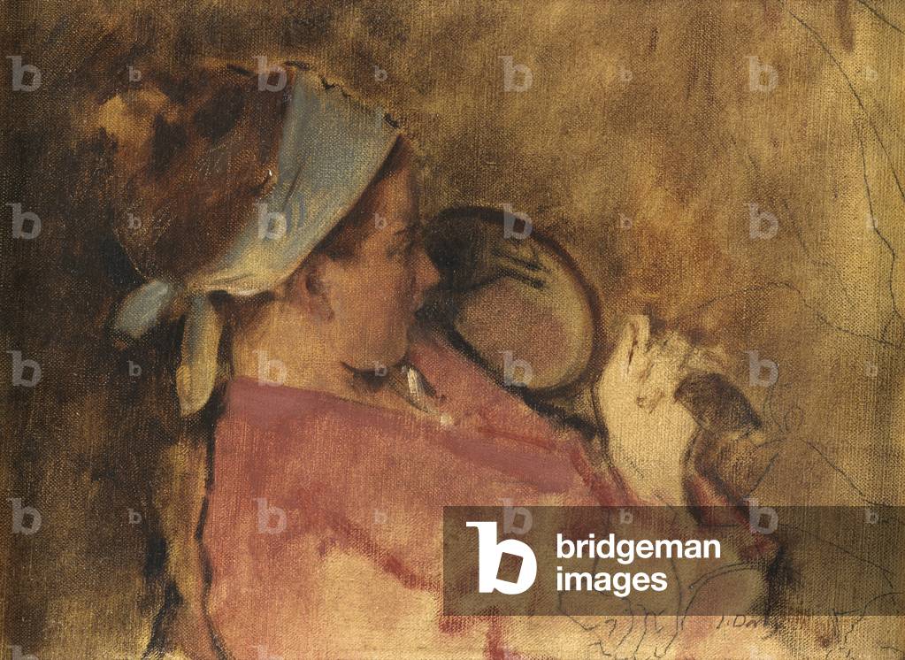 Bild von Gemälde "Mädchen mit Blick Glas (Öl auf Leinwand)" von Jehan Emile Daly