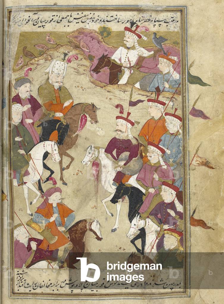 Shah Isma'il meets Selim I meeting during a quail shoot before the battle of Chaldiran (1514).