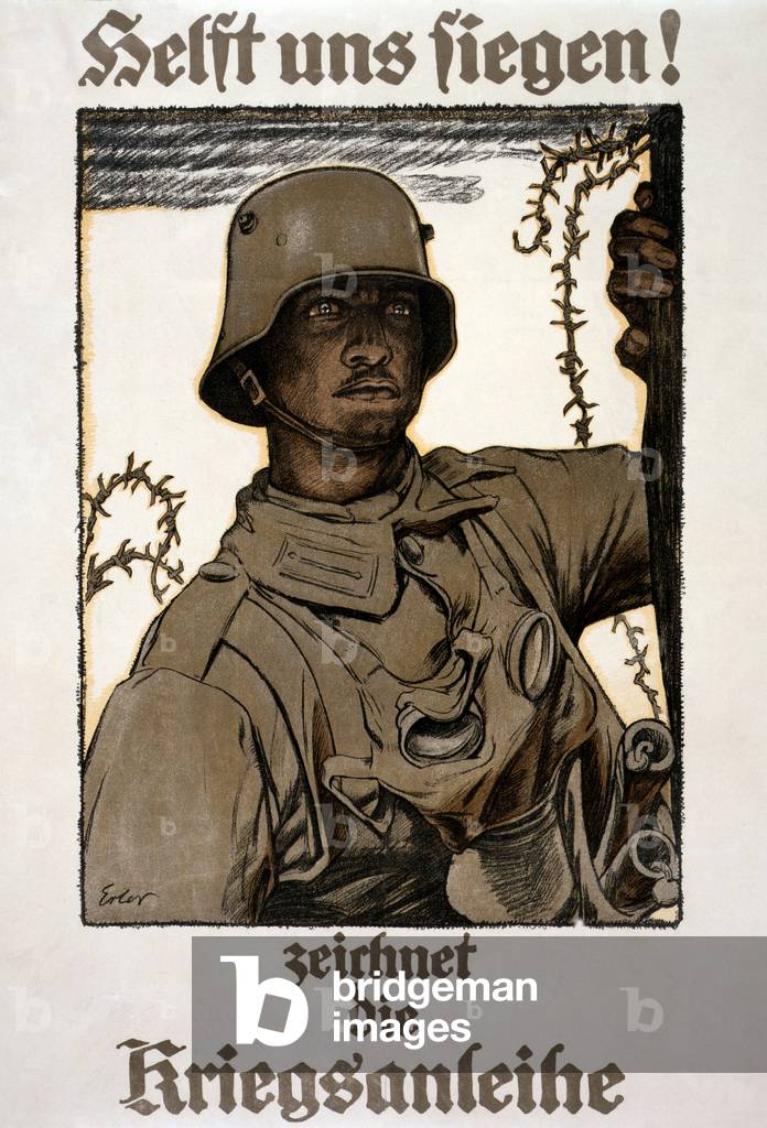 Bild von Druck "Hilf uns zu triumphieren", 1917 von Fritz Erler, b/w