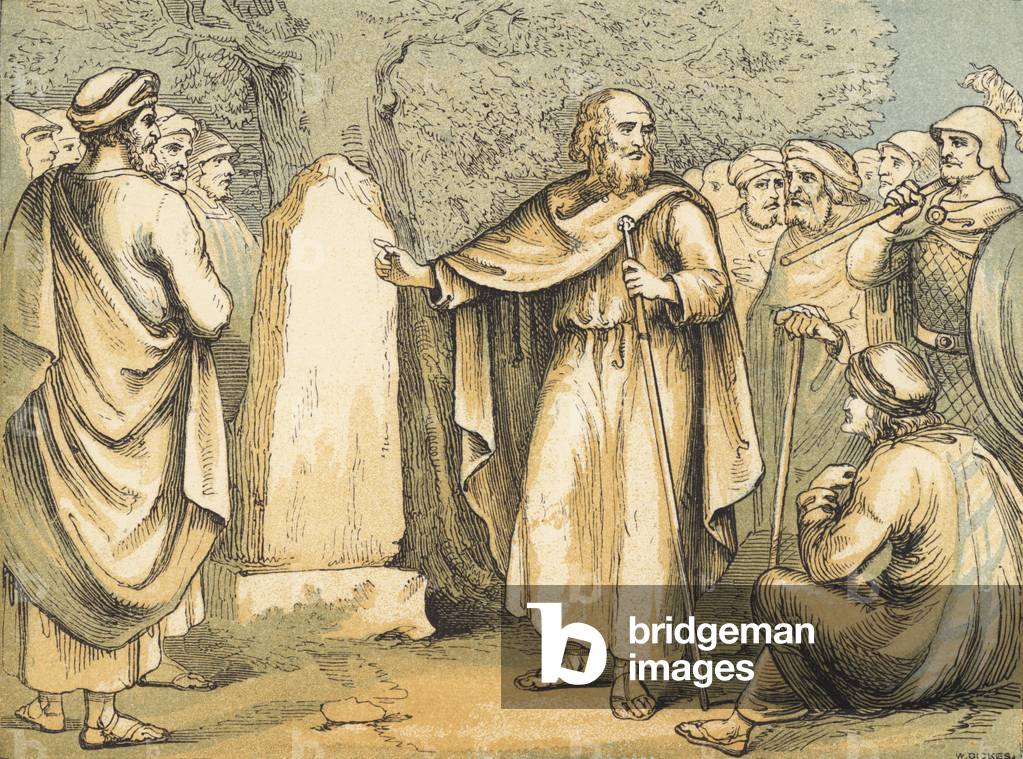 Discorso di Addio di Giosuè agli Israeliti (incisione colorata)