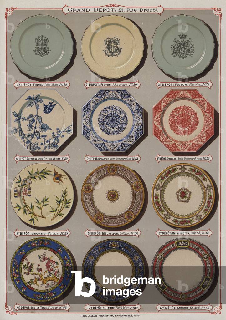 Page from the catalogue of the Grand Depot de Porcelaines by French Artist