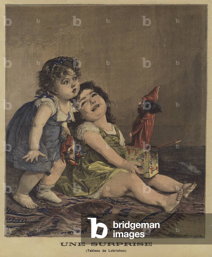 A Surprise (colour litho) by Timoleon Marie Lobrichon, b/w