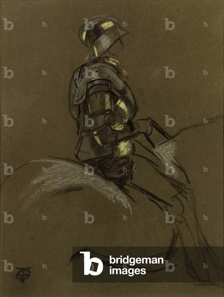studie für der passing von krieg, 1911 (kreide auf papier)