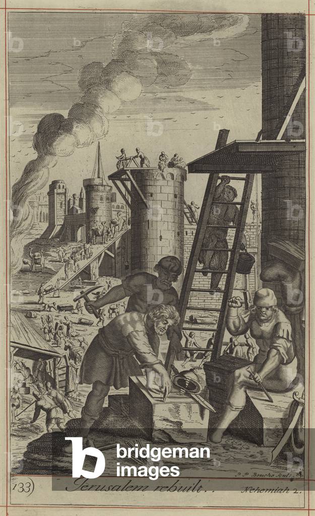 Bild von Gravur "Jerusalem wieder aufgebaut (Gravur)" 1701 von English School