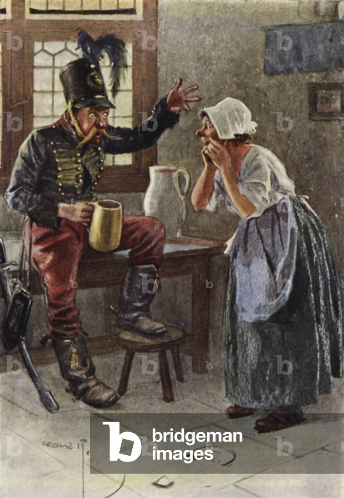 "Schlechte Nachrichten aus dem Bereich Waterloo (Farblitho)" von Charles Crombie