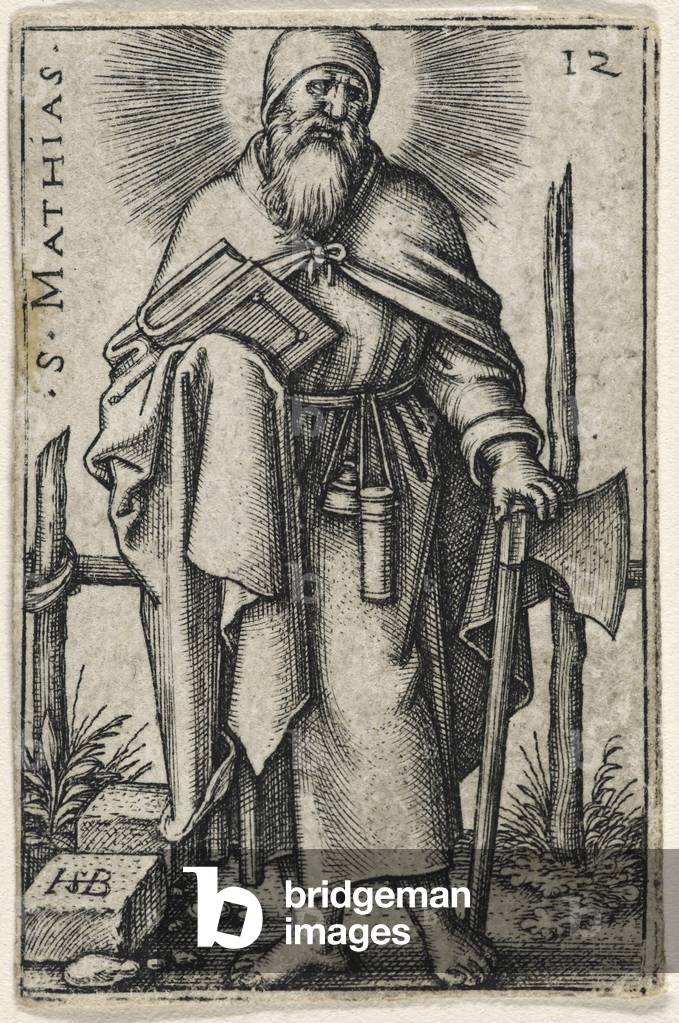 Bild von Gravur "Saint Mathias" 1541 von Hans Sebald Beham, b/w