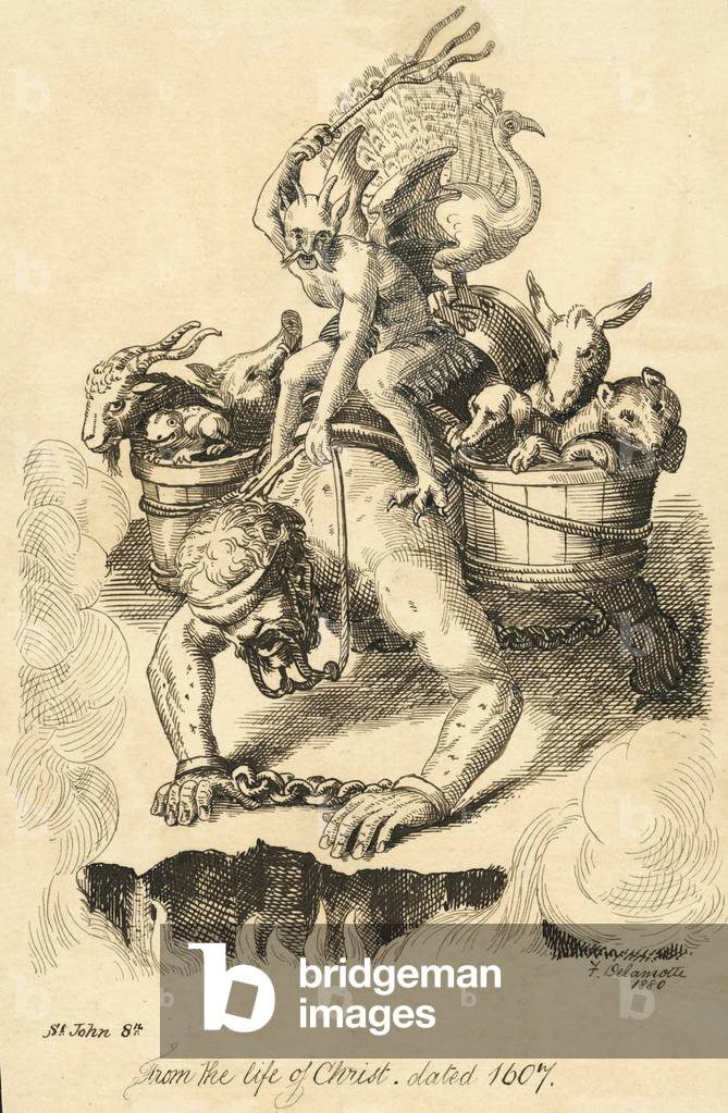 "Uomo cavalcato da un demone (incisione)" 1801 di Delamotte