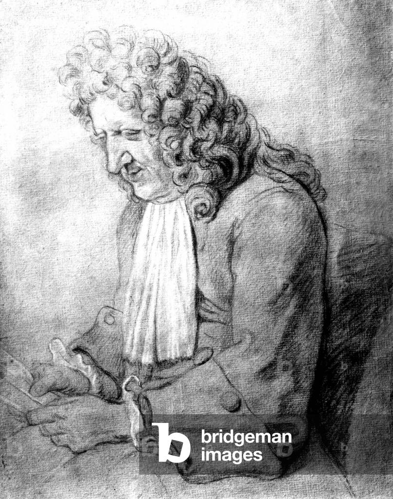 Bild von Zeichnung "Jean Racine (Bleistift auf Papier)" von French School, b/w