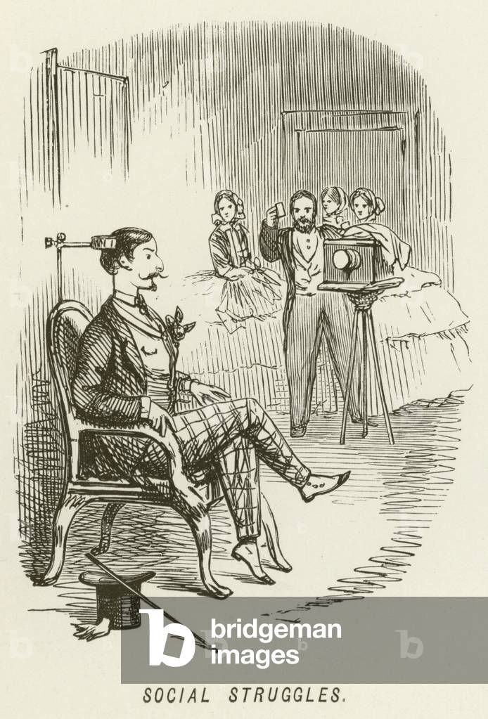 Social Struggles (engraving) by John Leech, b/w