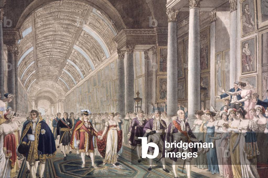 Matrimonio di Napoleone I e Maria Luisa nel palazzo del Louvre, 1810 circa (incisione)