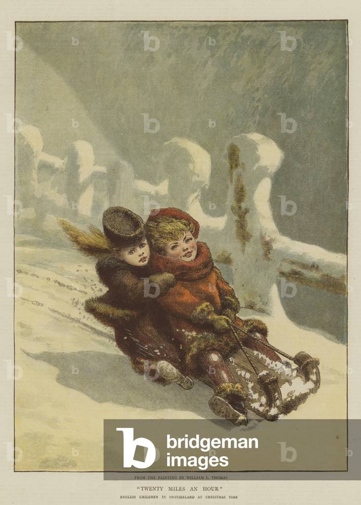 « Twenty Miles an Hour », English Children in Switzerland at Christmas Time (chromolitho)
