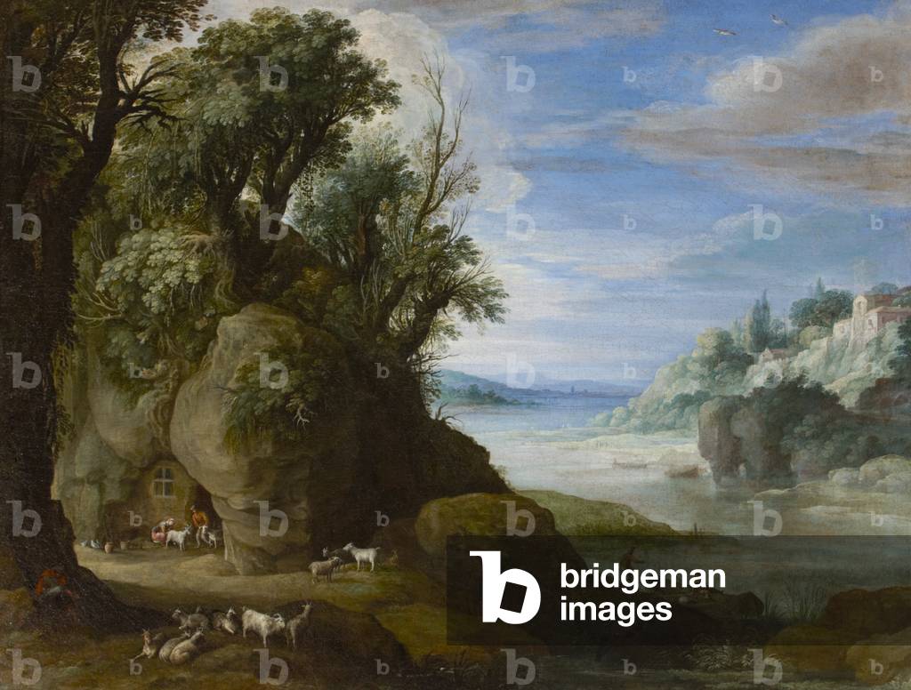 Immagine di Dipinto "Un paesaggio con trogloditi caprini" 1610 di Paul Brill or Bril