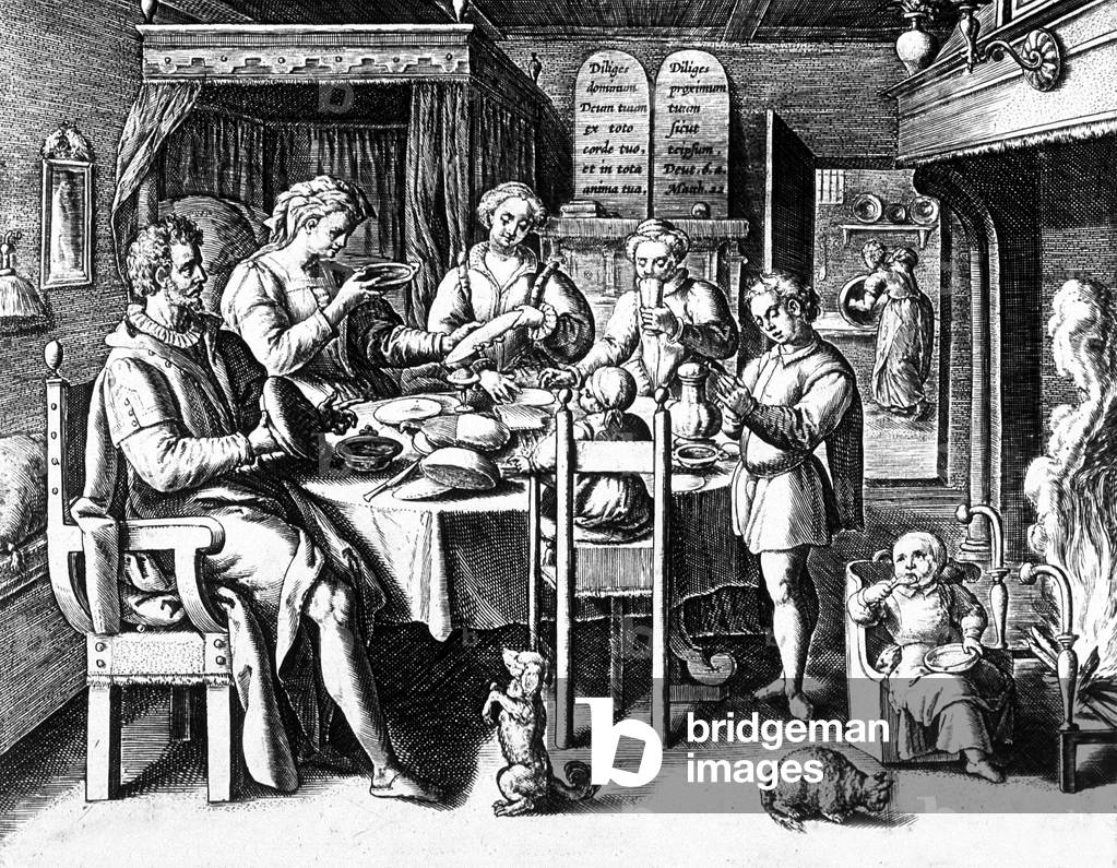"Menù nel XVI secolo" 1501, b/w