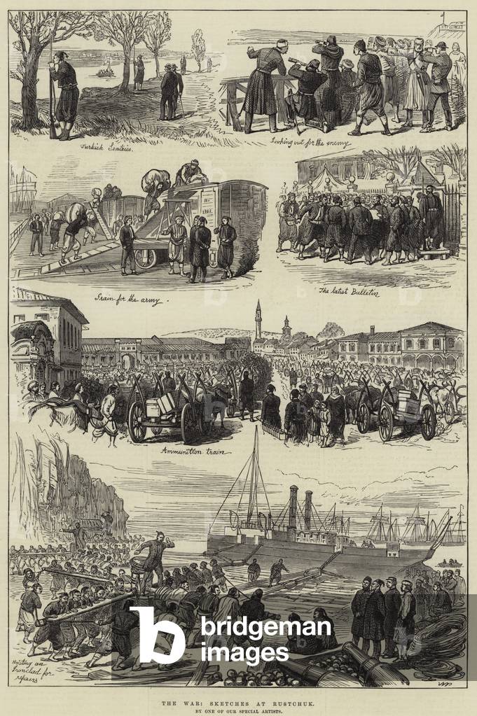 la guerra schizzi a rustchuk incisione