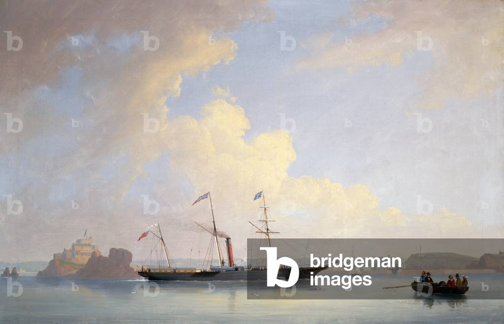 The Vite Steamer Lady Bird off Elizabeth Castle, Jersey, 1851 (olio su tela)