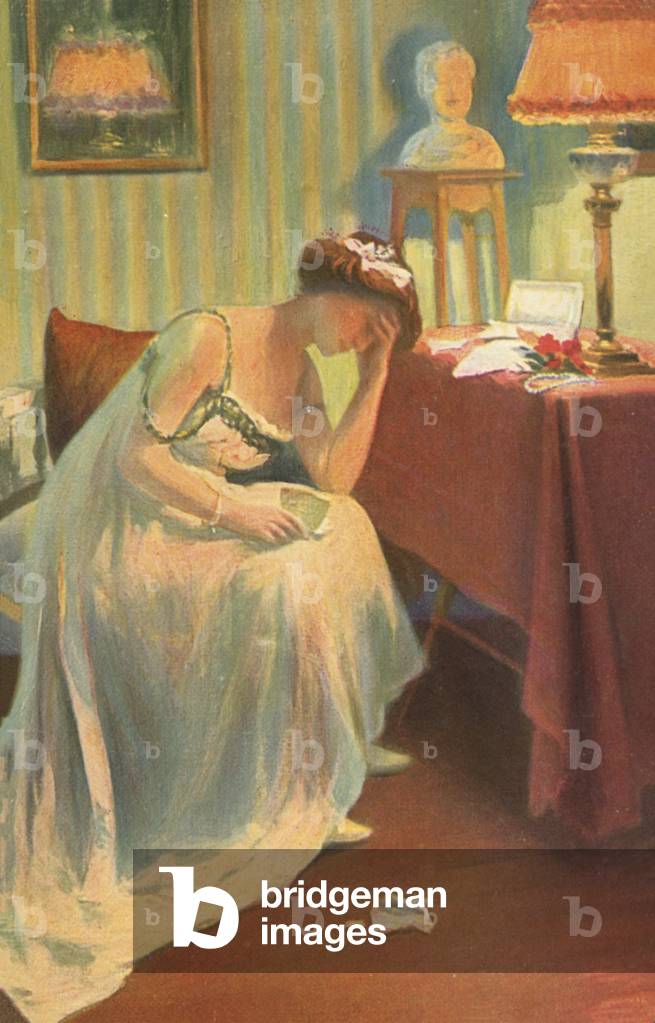 Image de Estampe représentant Le premier deuil (lithographie en couleur) 1900 par European School