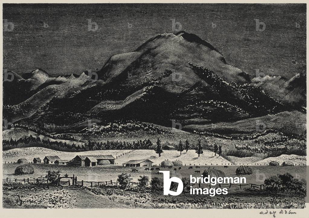 Bild von Druck "Black Mountain (litho auf gewebtem Papier)" von Adolf Dehn
