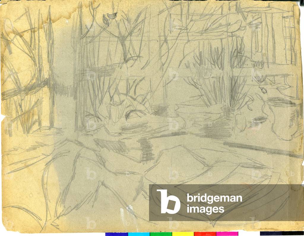 Oggetti davanti ai vetri delle finestre - Sketch [Temple], 1939-73 circa (matita su carta)