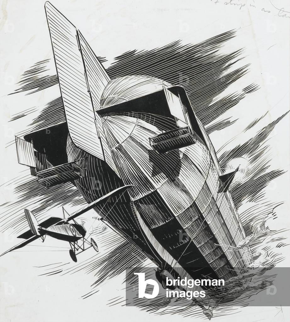 Morane Saulnier no. 3253 pilotato da Reginald Alexander John Warneford attaccando Zeppelin LZ-37, a nord di Os