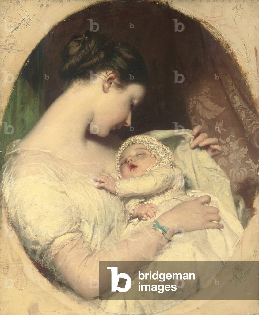 Die Frau des Künstlers, Elizabeth, mit ihrer Tochter Mary Edith (Öl auf Leinwand)