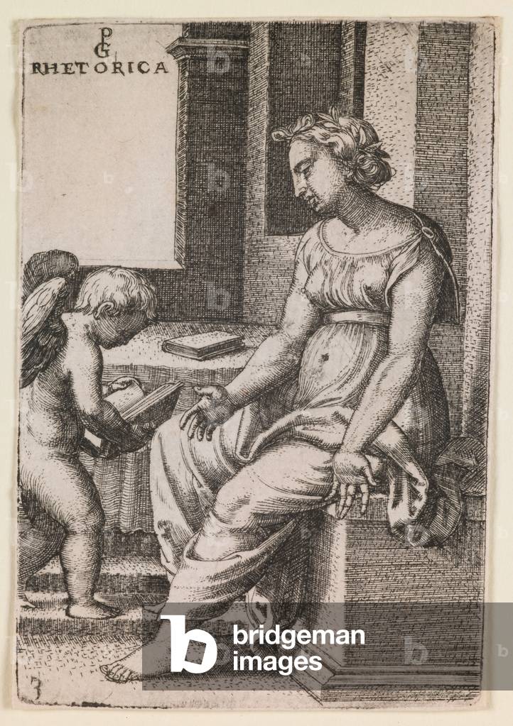 "Rhetorica", c.1541 di Georg Pencz, b/w