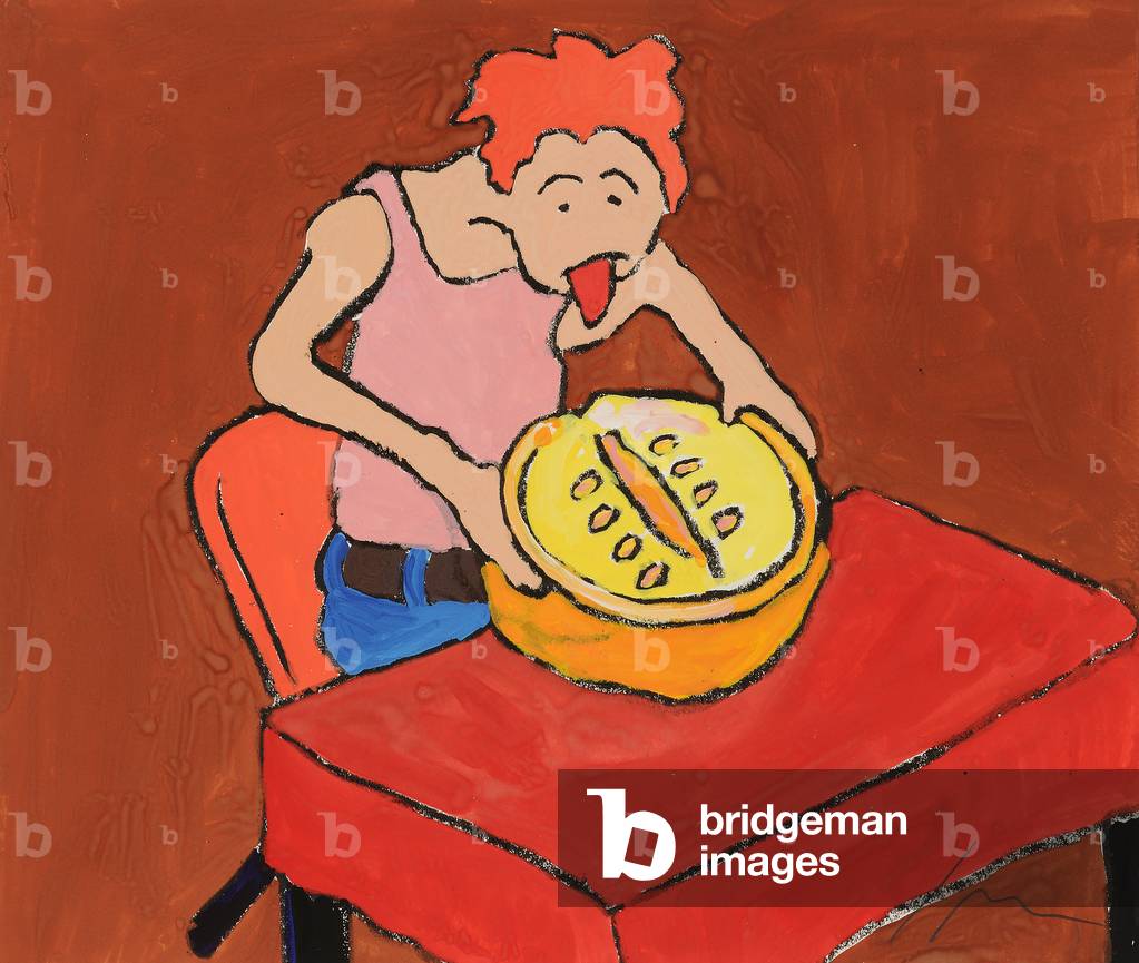 Essen. eine Melone, 2010 (Plakatfarbe auf Papier)