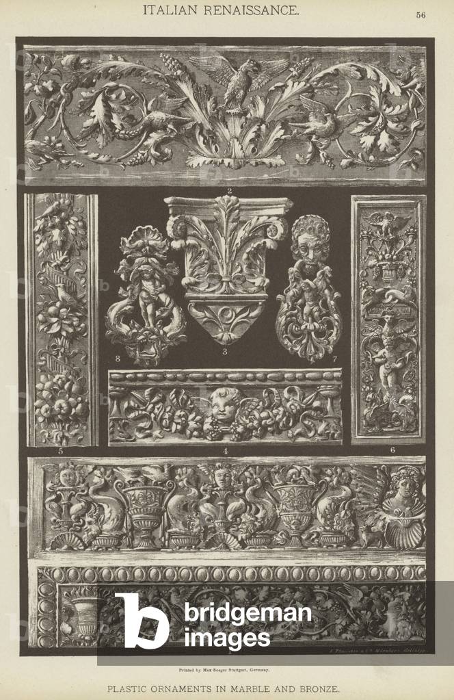 Italienische Renaissance, Kunststoff Ornamente in Marmor und Bronze (Farbe litho)
