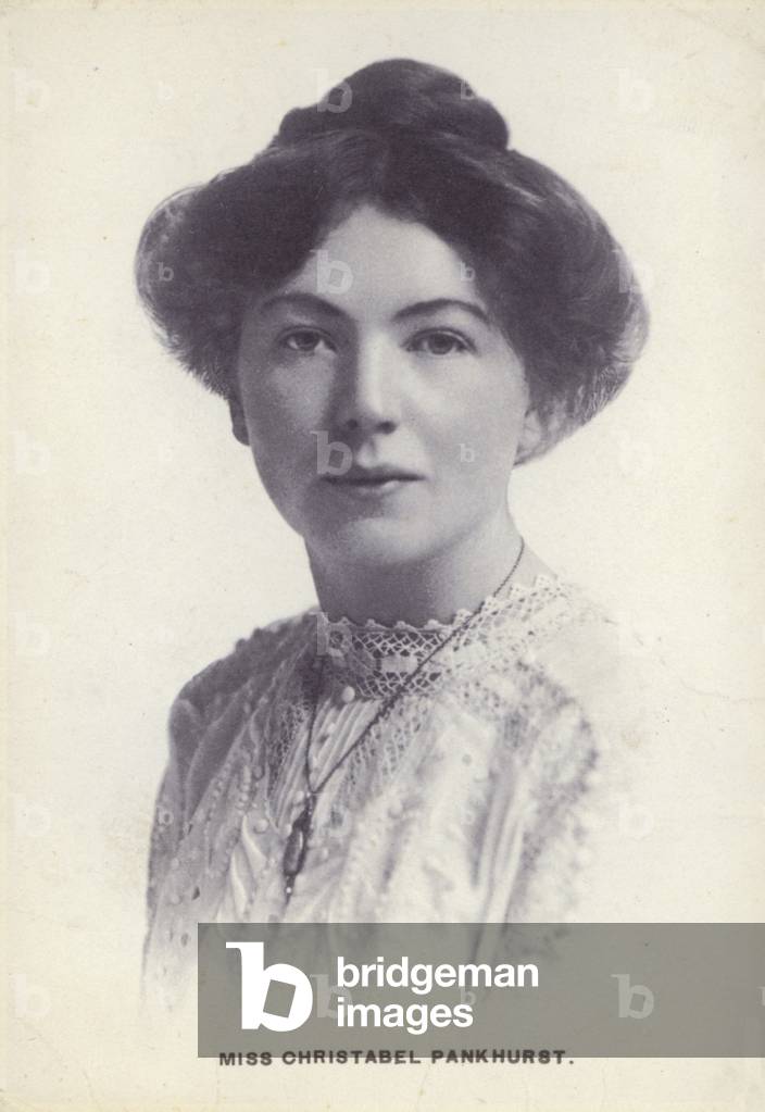 Christabel Pankhurst (1880-1958), suffragetta inglese, c1908 (foto b/n)