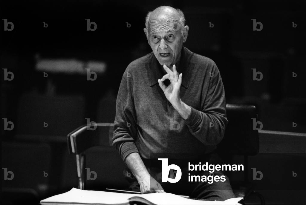 Image of Photography depicting Sir Georg Solti by Mary Robert, b/w