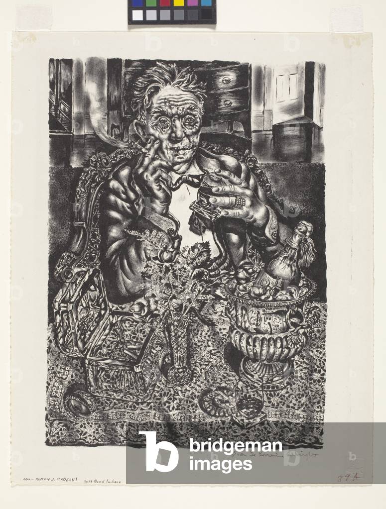 Image of Print depicting Self Portrait-55 Division Street (lithograph) 1947 by Ivan Le Loraine Albright
