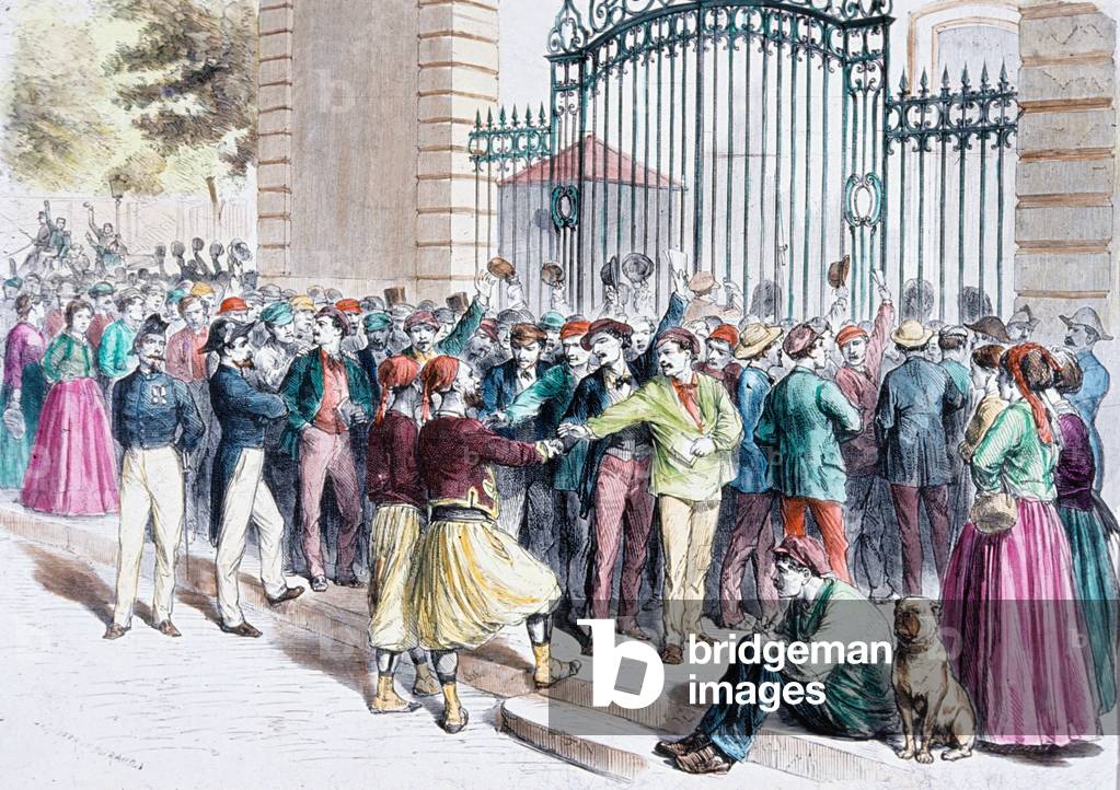 Parigi, guerra franco-prussiana, 1870: arruolamento, incisione di Godefroy Durand