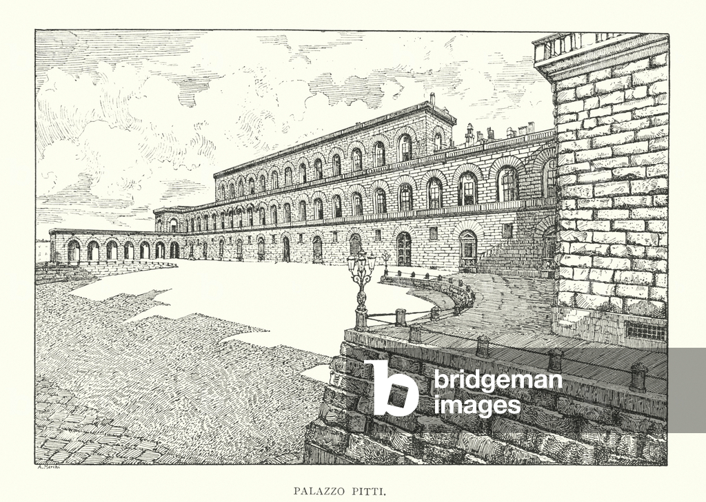 Immagine di Stampa "Palazzo Pitti (litografia)" 1901 di Adelaide Marchi