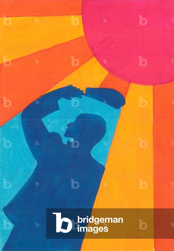 Schützen Sie sich vor der Sonne, 1970er Jahre (Gouache auf Papier)