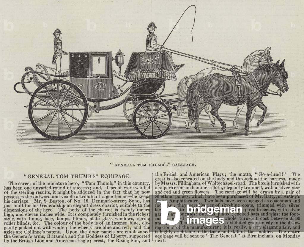 Chariot « General Tom Thumb » (gravure) 1844 par English School