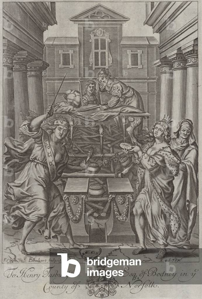 Dido costruisce la sua pira funebre (incisione)