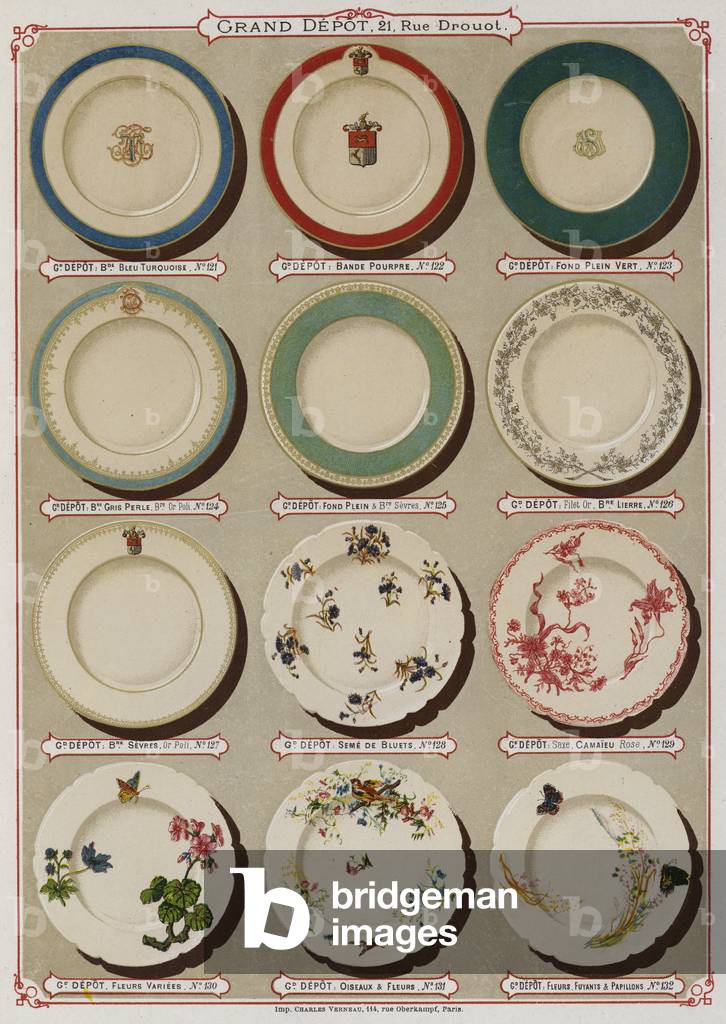 "Pagina dal catalogo del Grand Depot de Porcelaines" 1801 di French School