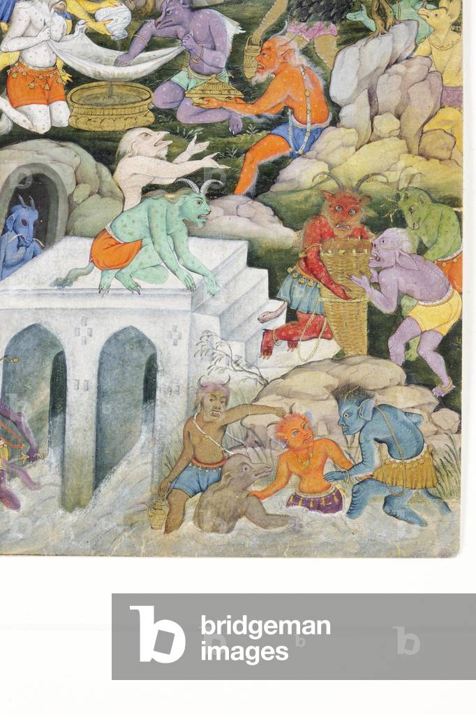 "Particolare da Demons in a Wild Landscape", c.1600 di Indian School