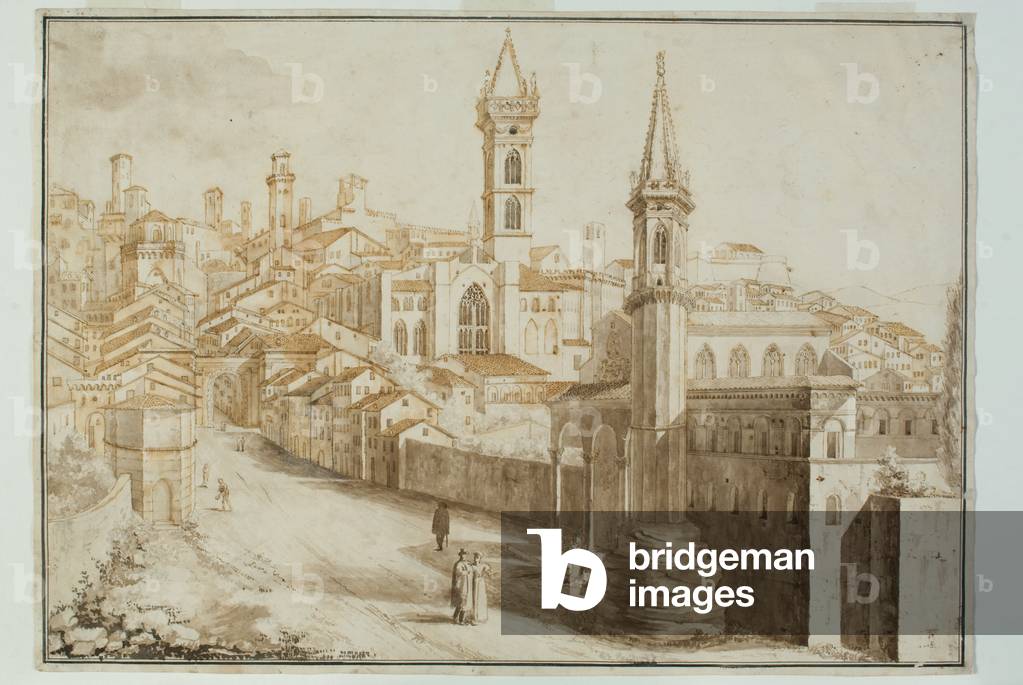 Borgo di San Pietro, aus Bonfigli, ca. 1825-1850 (Aquarelltusche auf Papier)