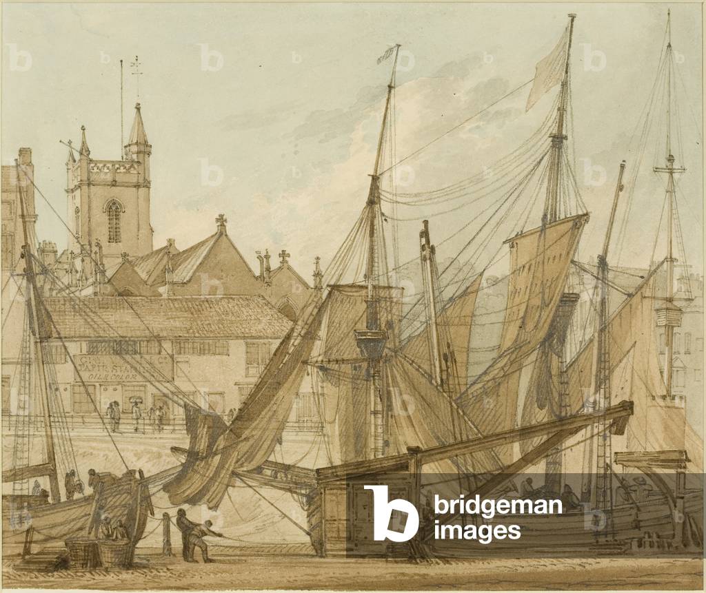 Bild von Zeichnung "Der Rücken des Heiligen Augustinus" 1824 von Hugh O'Neill, b/w