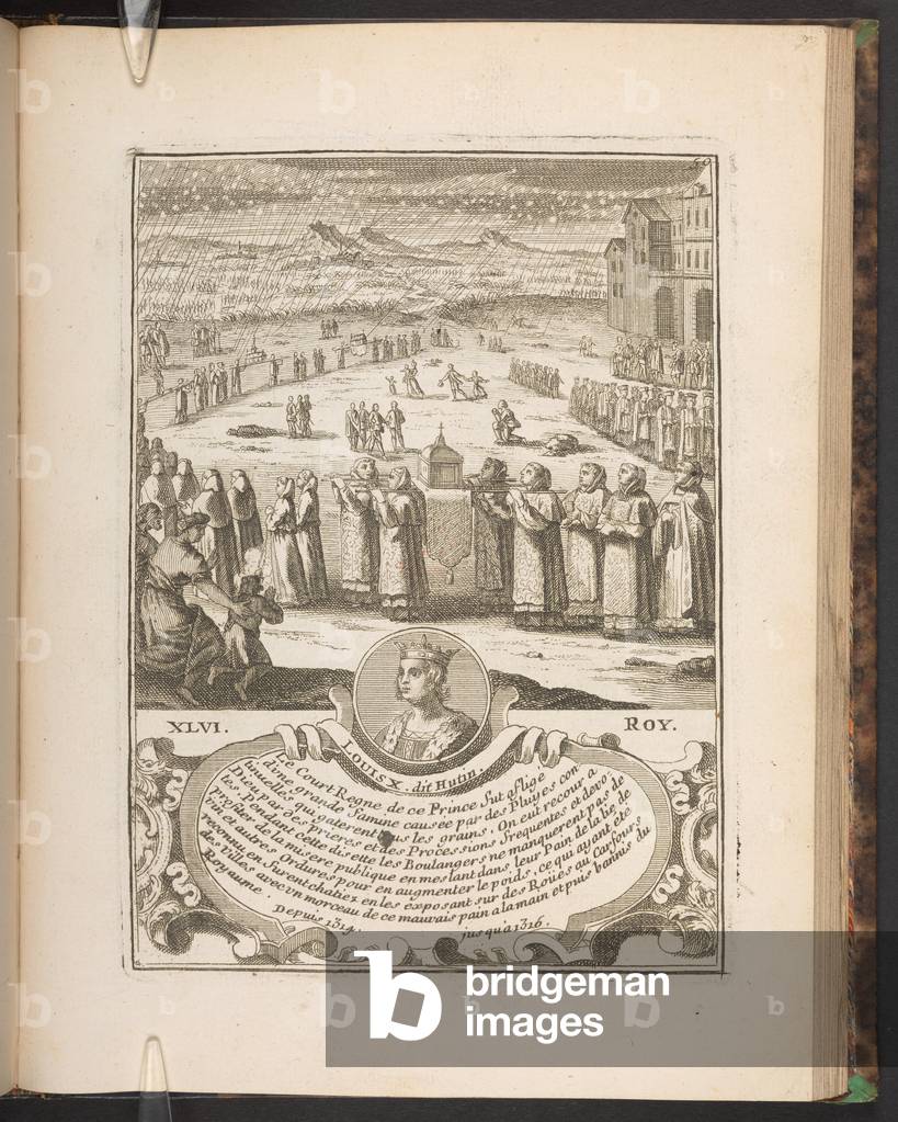 Luigi X, Piatto da 'Histoire des Rois de France depuis Pharamond jusqu'à... Louis Quinze, enrichie de leurs po