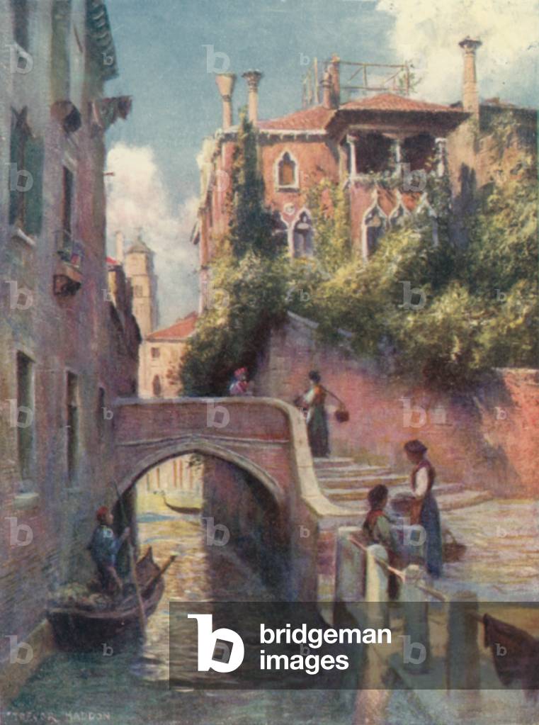 "Rückseite des Palazzo Dario (Farbe litho)" von A. Trevor Haddon