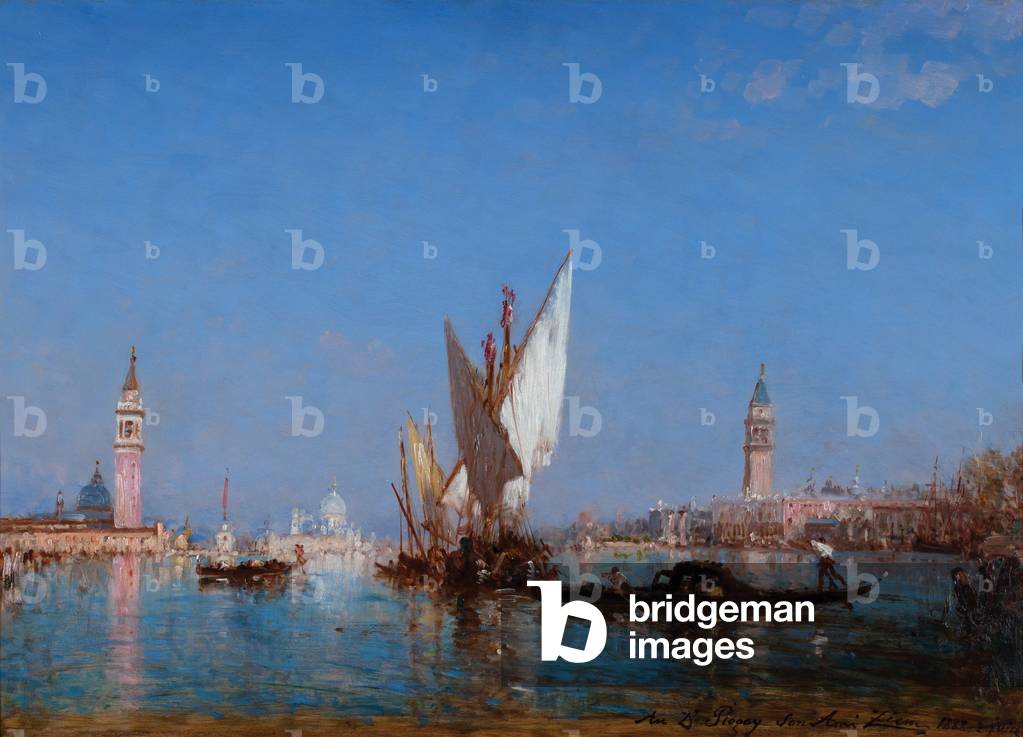 Immagine di Dipinto "Trabucco e gondole sul bacino" 1888 di Felix Ziem