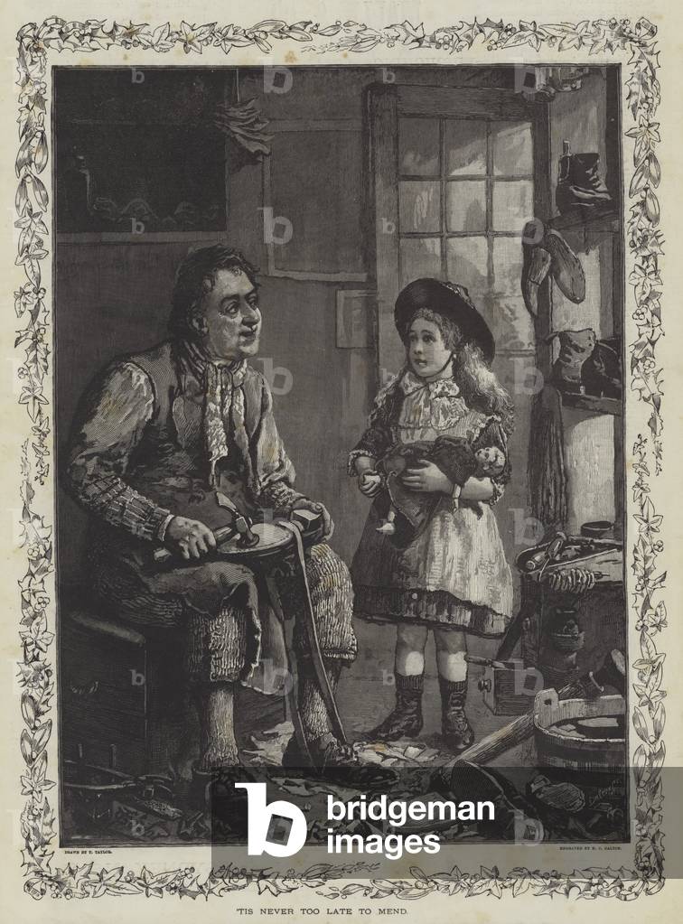 "Es ist nie zu spät zu reparieren (Gravur)" 1885 von T. Taylor