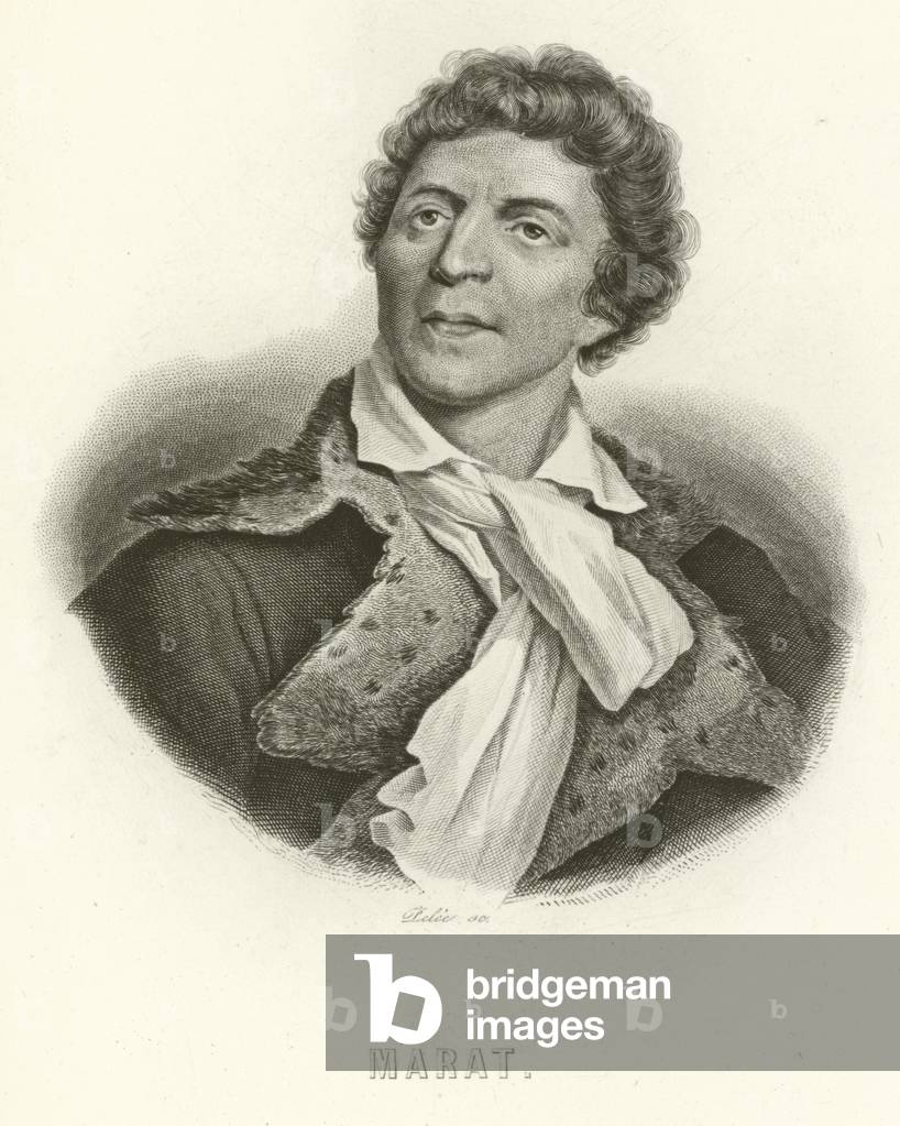 Jean-Paul Marat (engraving) by French Artist, b/w