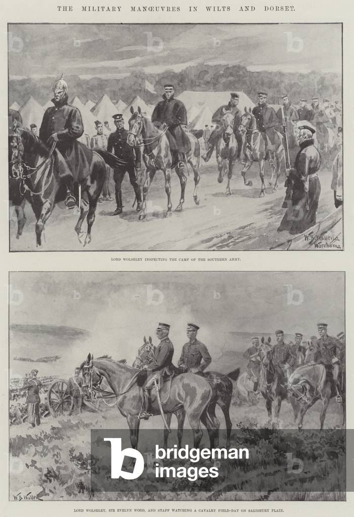 Les manœuvres militaires dans les flétris et le dorset (gravure)