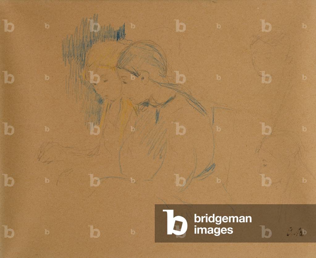 Portrait of Young Girls (coloured crayons and pencil) by Berthe Morisot