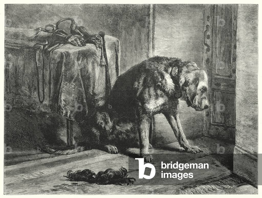 "Le Chien aux Ecoutes (Gravur)" 1869 von Edwin Landseer