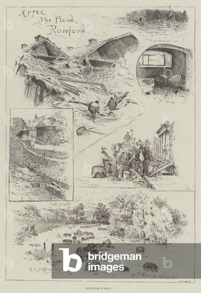 The Floods in Essex (engraving) by Henry Charles Seppings Wright, b/w